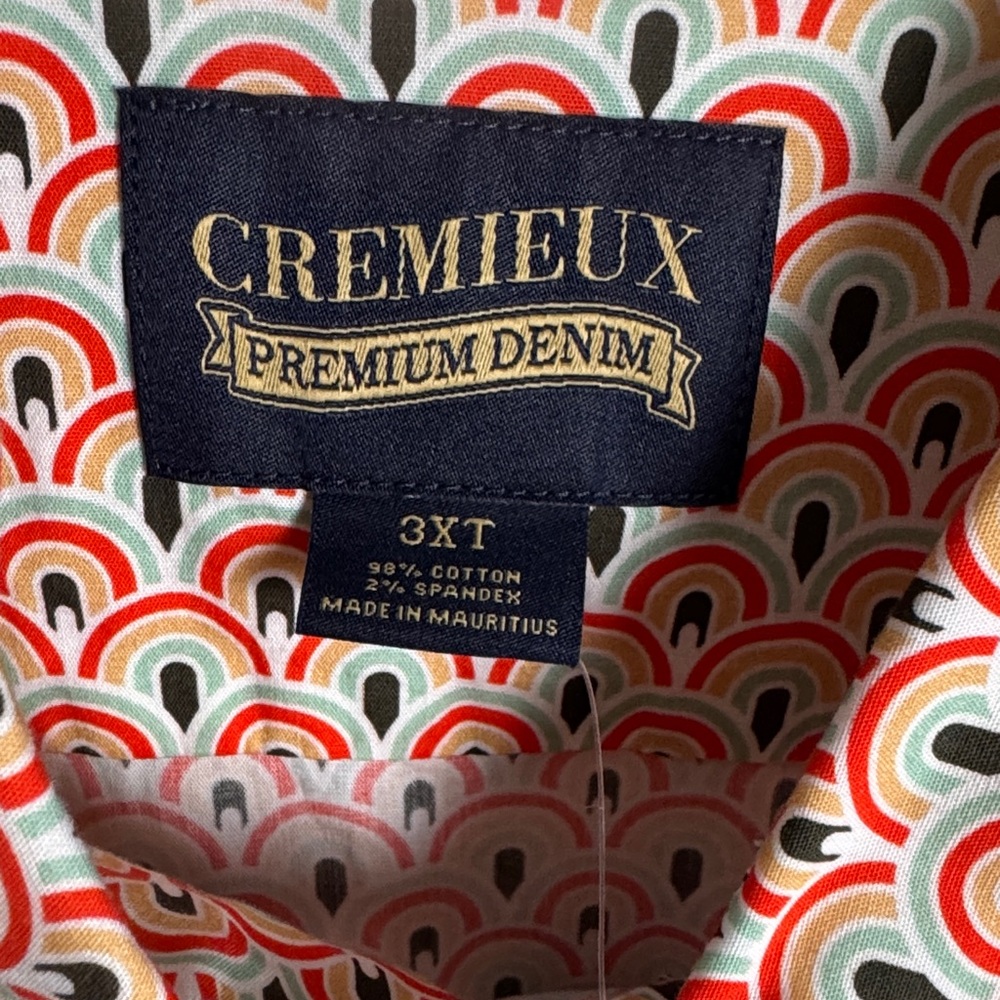 NWT Cremieux Premium Denim Men's 3XT 3XLT Denim Flip Cuff Party Shirt Xmas GIFT - Picture 5 of 7